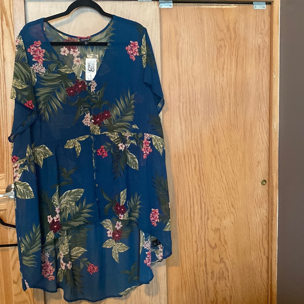 NWT Torrid high-low sheer blouse size 4